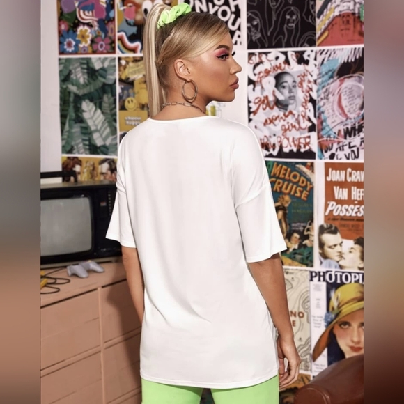 Phillip Plein Drop Shoulder Car & Letter Graphic Longline Tee - Picture 4 of 5